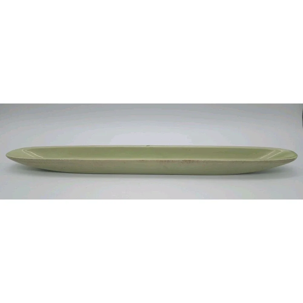 Vtg HAND PAINTED CERAMICHE TOSCANE ITALY GREEN OLIVE BOAT DISH OR TRAY
